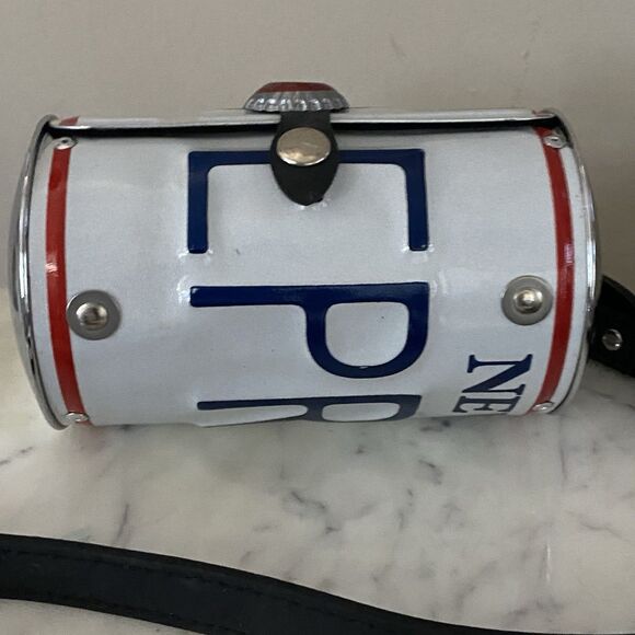 Little Earth New York License Plate Purse Black Strap Clutch Handle Recycled NWT - Picture 8 of 10